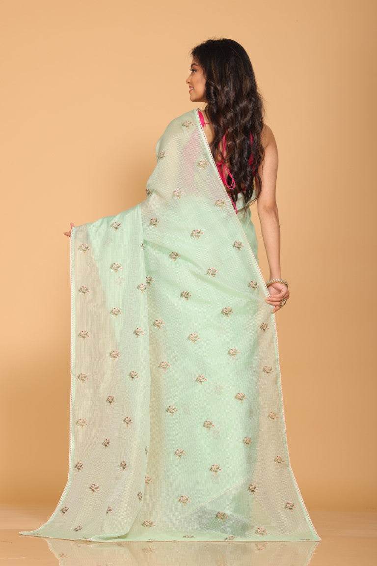Morchari Kota Embroidery Saree - Green