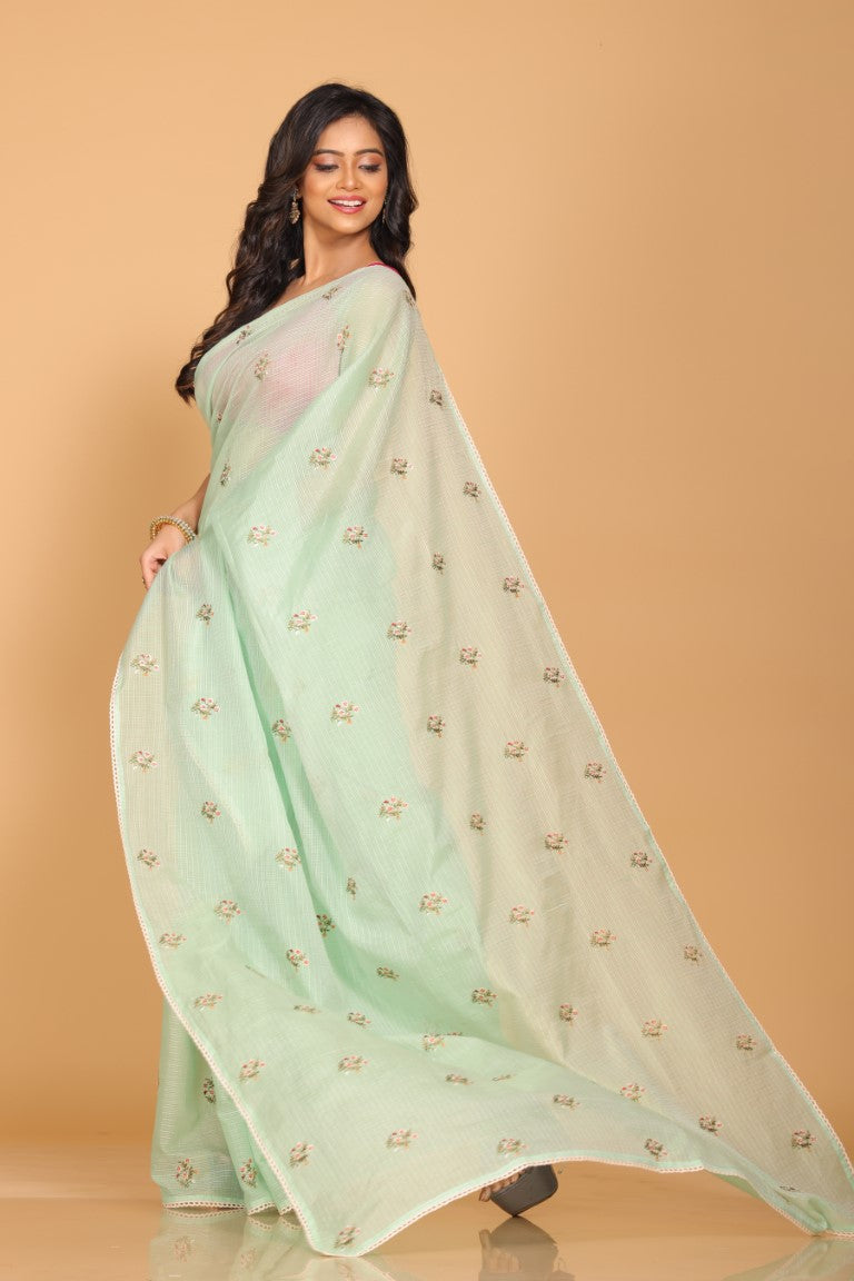 Morchari Kota Embroidery Saree - Green