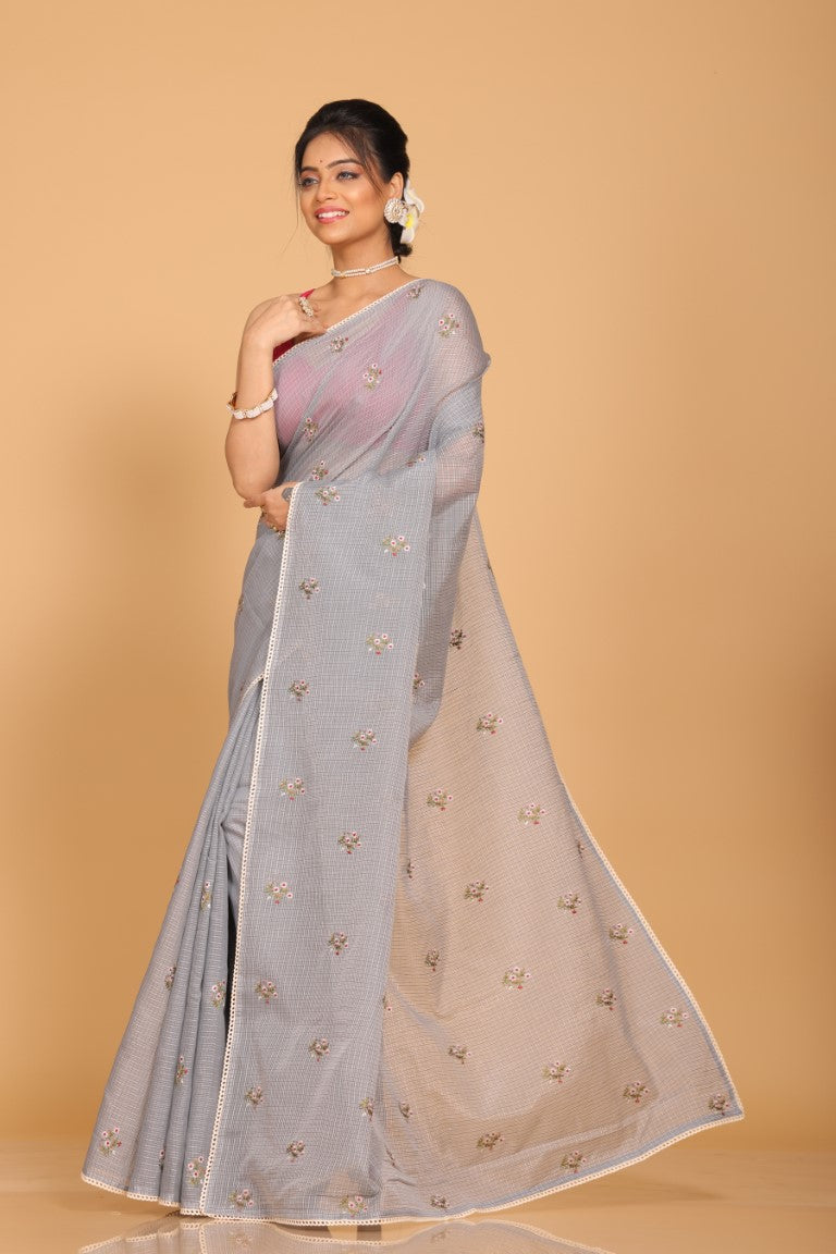 Morchari Kota Embroidery Saree - Grey