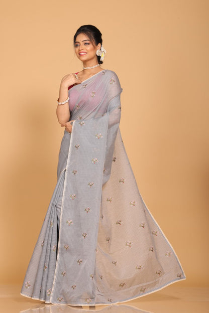 Morchari Kota Embroidery Saree - Grey