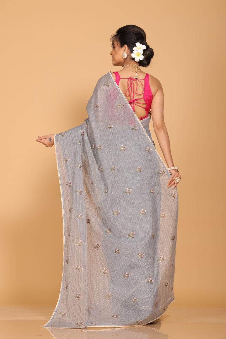 Morchari Kota Embroidery Saree - Grey
