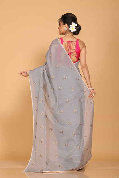 Morchari Kota Embroidery Saree - Grey