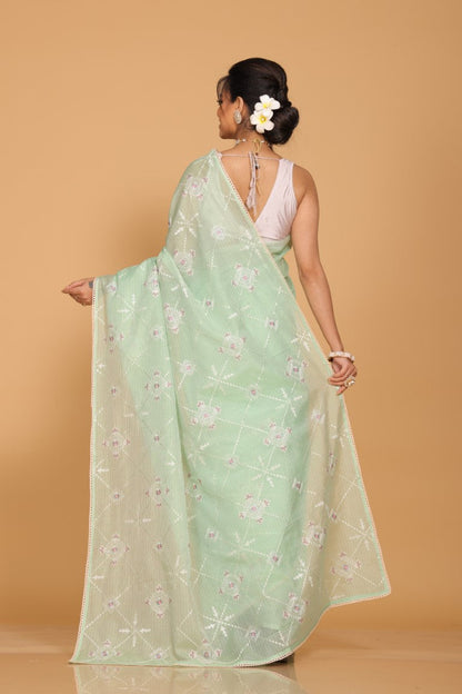 Morchari Kota Embroidery Saree - Green