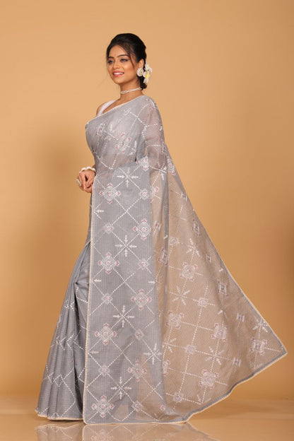 Morchari Kota Embroidery Saree - Grey