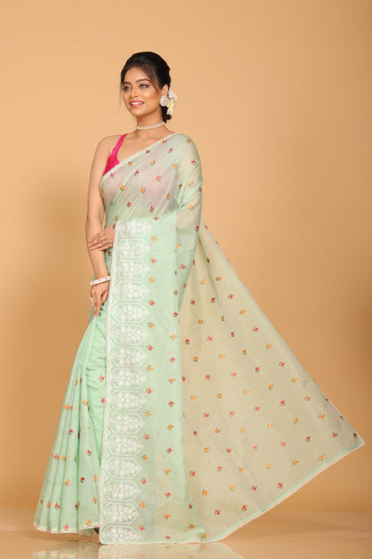 Morchari Kota Embroidery Saree - Green