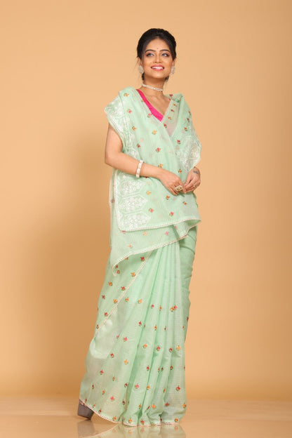 Morchari Kota Embroidery Saree - Green