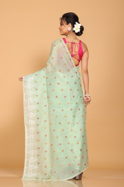 Morchari Kota Embroidery Saree - Green