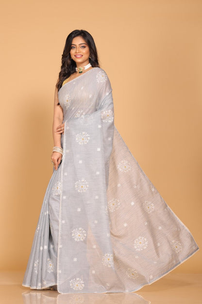 Morchari Kota Embroidery Saree - Grey