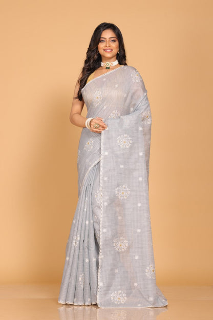 Morchari Kota Embroidery Saree - Grey