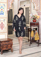 Miravan Women's Pure Cotton Black Waist Tie-Up Back Zip Closure Floral Playsuit