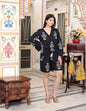 Miravan Women's Pure Cotton Black Waist Tie-Up Back Zip Closure Floral Playsuit