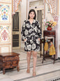 Miravan Women's Pure Cotton Black V Neck Tie-Ups Floral Printed Casual Jumpsuit