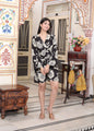 Miravan Women's Pure Cotton Black V Neck Tie-Ups Floral Printed Casual Jumpsuit