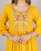 Jaitra Apparels Mustard Yellow Embroidered Pure Cotton Fabric Kurta Set With Dupatta