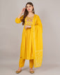 Jaitra Apparels Mustard Yellow Embroidered Pure Cotton Fabric Kurta Set With Dupatta