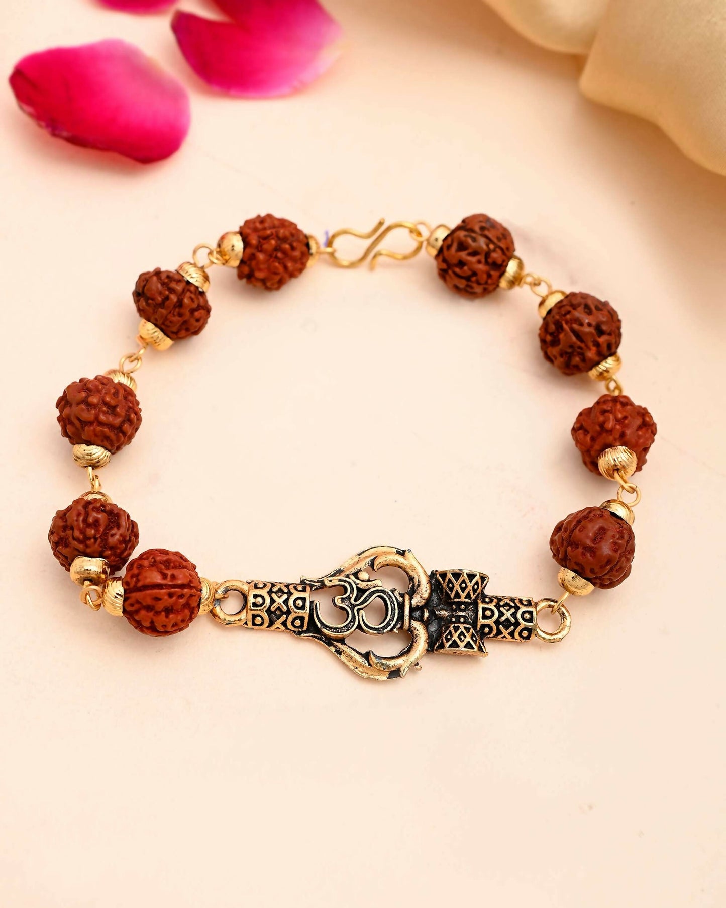VOJ Gold-Polished Rudraksh Bracelet
