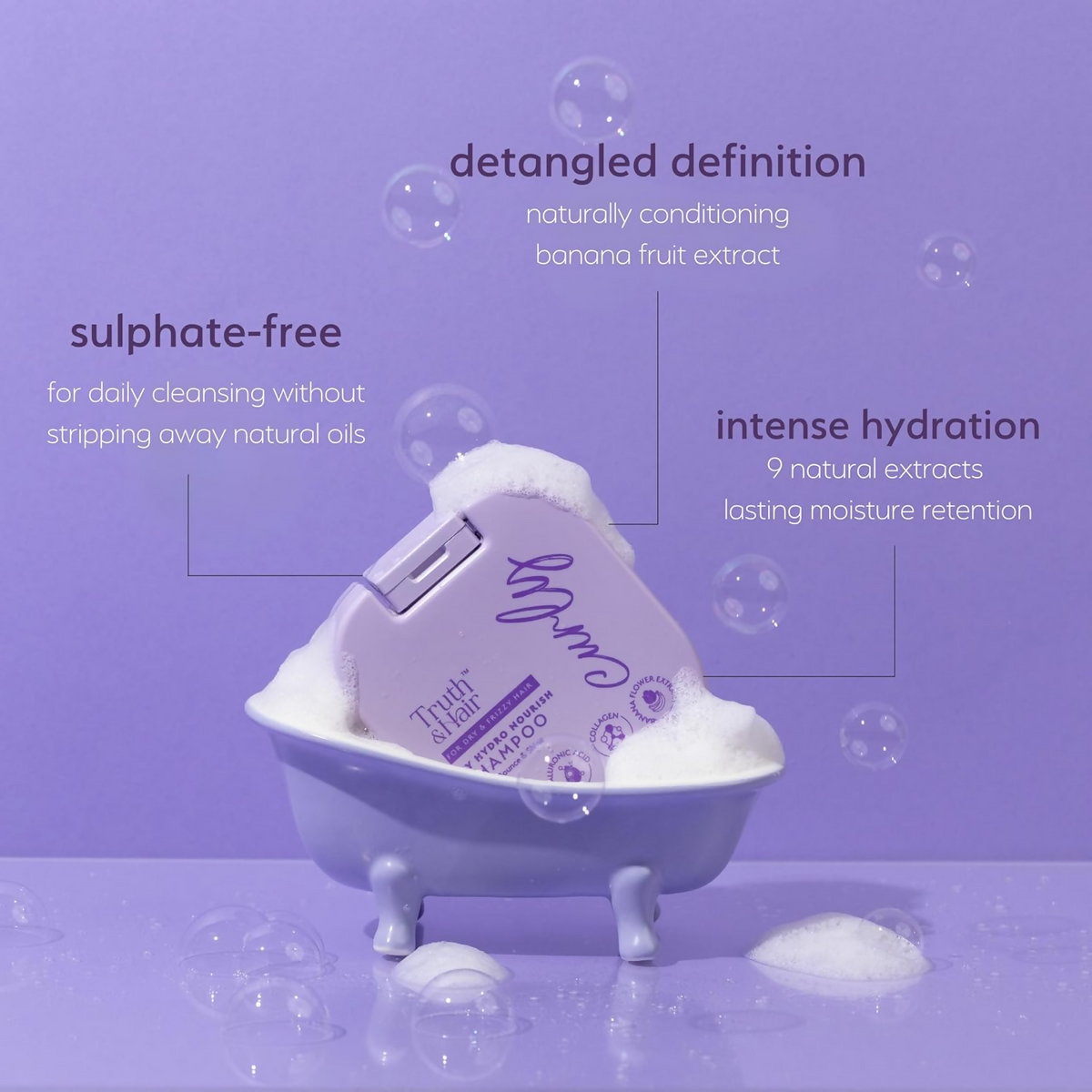 Truth & Hair Hydro Nourish Shampoo For Curly Hair With Aloevera Leaf Powder