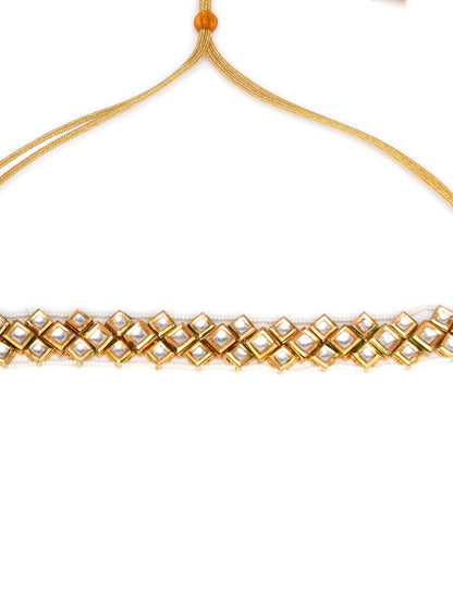 Kundan & Pearl Neckpiece (Gold) - Ruby Raang