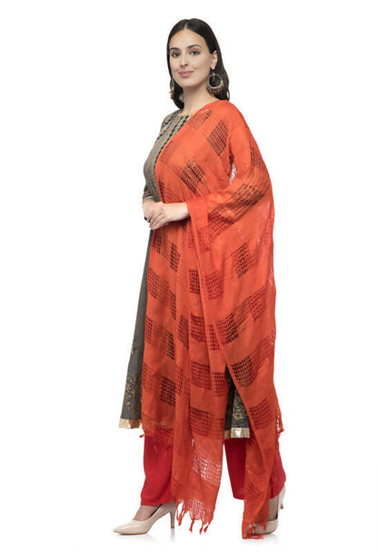 Mominos Fashion Moeza Orange Window Cotton Dupatta