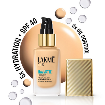 Lakme 9to5 Hya Matte Foundation + Hyaluronic Acid - Warm Creme
