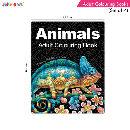 Jolly Kids Adult Colouring Books Set of 4|Adults Colouring Book: Stress Relieving Designs Floral, Animals, Birds & Motivational Quotes Colouring Books