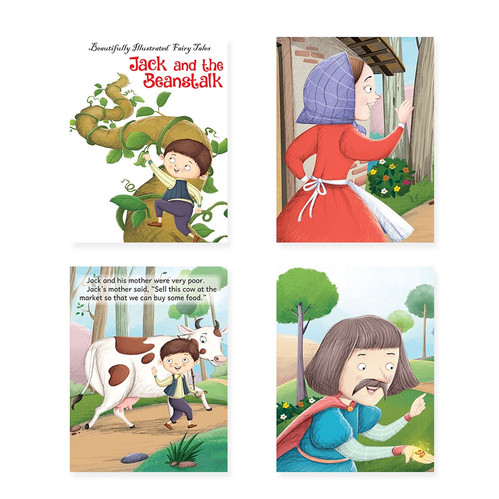 Jolly Kids Beautifully Illustrated Fairy Tales 4 in 1 Books A Set of 2| Ultimate Collection of Bedtime Megical Stories For Children Ages 3-8 Years