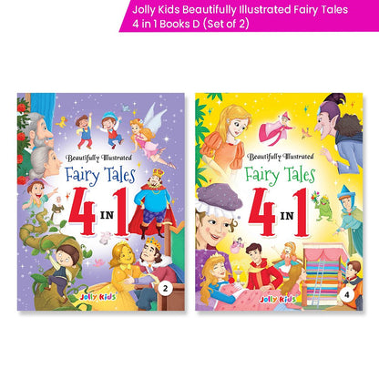 Jolly Kids Beautifully Illustrated Fairy Tales 4 in 1 Books D Set of 2| Ultimate Collection of Bedtime Megical Stories For Children Ages 3-8 Years
