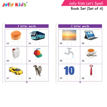 Jolly Kids Let?s Spell 3-4-5-6 Letter Words Books Set of 4| 3 Letter Words | 4 Letter Words| 5 Letter Words| 6 Letter Words| Ages 3-7 years