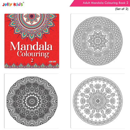 Jolly Kids Adults Mandala Colouring Books A Set of 2| Ideal For Stress Relieving, Relaxing & Meditation Books for Teenager
