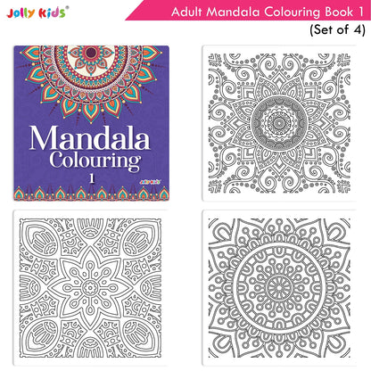 Jolly Kids Adults Mandala Colouring Books Set of 4| Ideal for Stree Relieving, Relaxing and Meditation Books for Teenagers