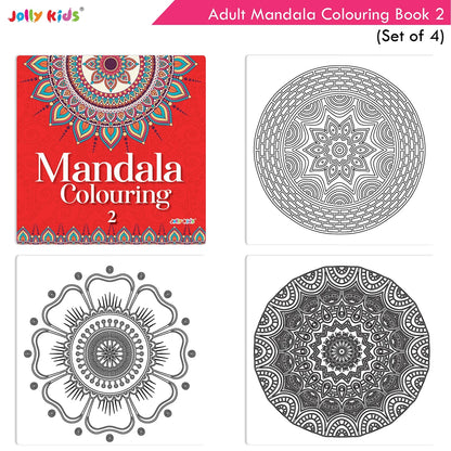 Jolly Kids Adults Mandala Colouring Books Set of 4| Ideal for Stree Relieving, Relaxing and Meditation Books for Teenagers
