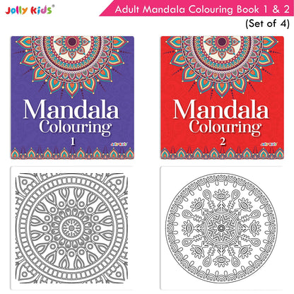 Jolly Kids Adults Mandala Colouring Books Set of 4| Ideal for Stree Relieving, Relaxing and Meditation Books for Teenagers