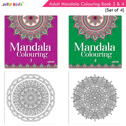 Jolly Kids Adults Mandala Colouring Books Set of 4| Ideal for Stree Relieving, Relaxing and Meditation Books for Teenagers