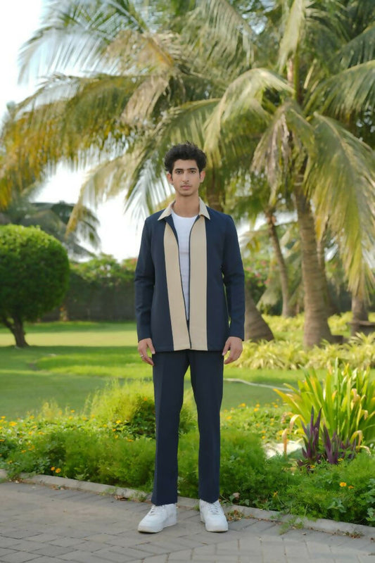 Duo Draft Navy Blue Shacket by Hilo Design