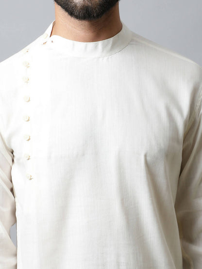 Even Apparels White Color Pure Cotton Men's Kurta With Side Placket (MMS135)