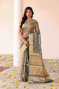 Joban Fashion Grey Pure Banarasi Tissue Saree