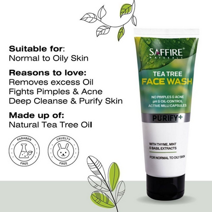 Saffire Naturals Tea Tree Purifying & Cleansing Face Wash