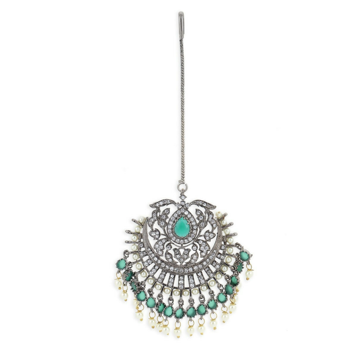 Diamond and Pearl Maang Tikka- Ruby Raang