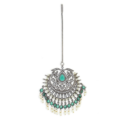 Diamond and Pearl Maang Tikka- Ruby Raang