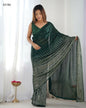 Green Georgette Designer Sequence Embroidery Work Saree - Sitare