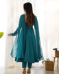 Teeya Creation Green Abstract Leheriya Print Faux Georgette Anarkali Gown With Pants And Dupatta