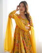 Teeya Creation Yellow Color Faux Georgette Kediya Style Fully Stitched Printed Kediya