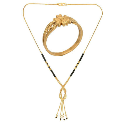 AanyaCentric Gold-Polished Mangalsutra & Ring Set