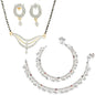 AanyaCentric Gold-Polished Mangalsutra Pendant Earring Set & Silver Plated Anklet