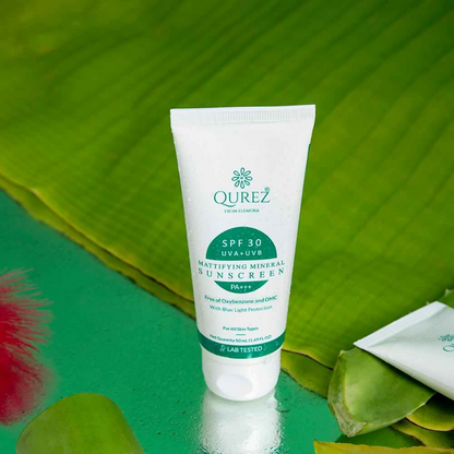 Qurez Mattifying Mineral Sunscreen SPF 30 PA+++ with Blue Light Protection
