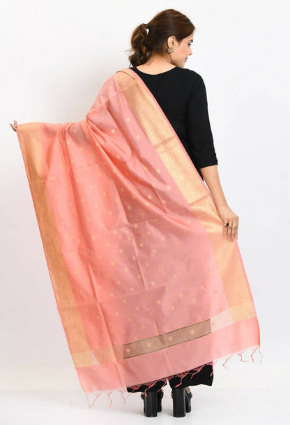 Mominos Fashion Moeza Women's Banarsi Silk Woven Design Baby Pink Dupatta