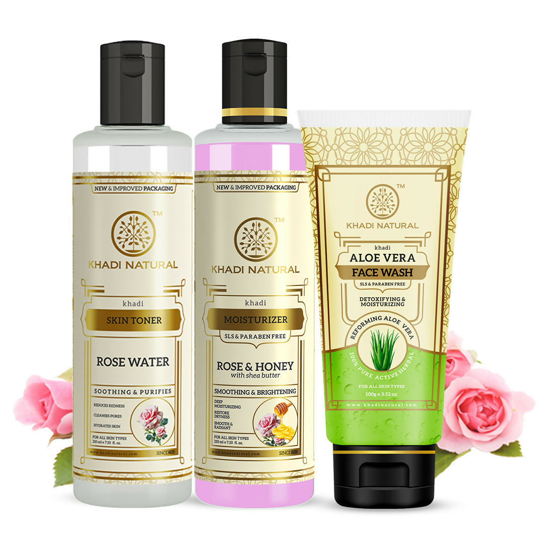 Khadi Natural Glowing Skin Combo - Wash, Tone & Moisturize