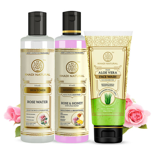 Khadi Natural Glowing Skin Combo - Wash, Tone & Moisturize