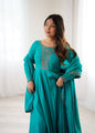 Lehenga Mart Designer Anarkali Suit Ready To Wear Kurta Pant With Dupatta For Women-Rama Green