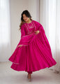 Lehenga Mart Designer Anarkali Suit Ready To Wear Kurta Pant With Dupatta For Women-Dark Pink